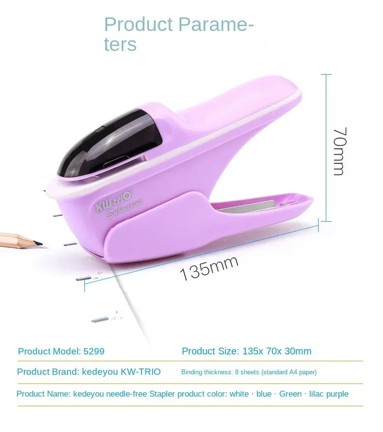 Non-staple Stapler Stapling Machine Mini Cute Book Stapleless Stapler Paper Stapling Stapler Free Staple Needleless Staplers