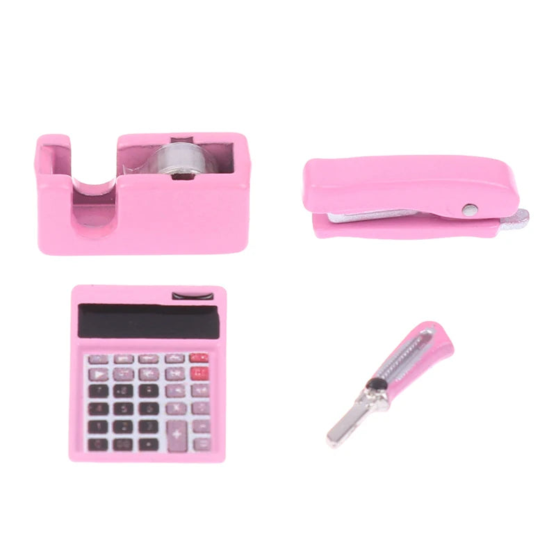 1 Set Dollhouse Mini Stationery Simulation Tape Cutter Utility Knife Pack School Supplies Model