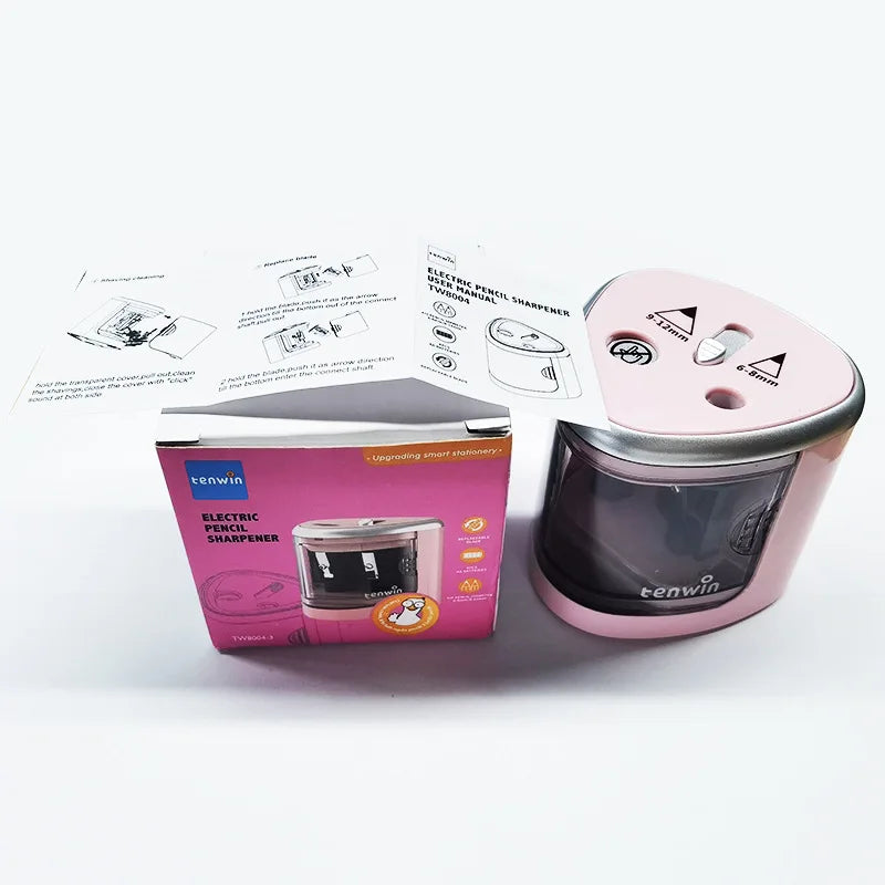 1pc Convenient Electric Double Hole Pencil Sharpener - Quick & Easy Sharpening for 6-12mm Pencils