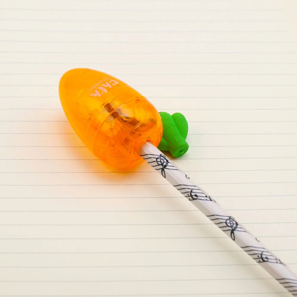 1 Pieces Cute Carrot Pineapple Pencil Sharpener With Eraser Pencils School Office Supplies Student Decoration Stationery