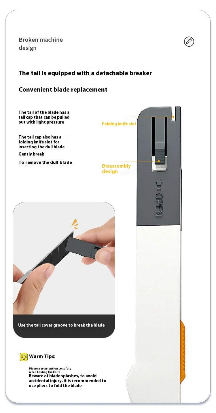 Xiaomi Guangbo Back Push Small Utility Knife Automatic Locking Aluminum Alloy Paper Cutting Knife Carbon Steel Blades Box Cutter