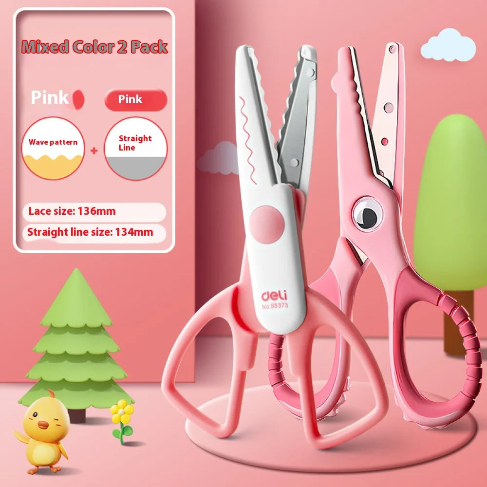 2 Pcs Student DIY Color Album Decorative Lace Scissors Comfortable Hand Scissors Paper Cuttings Scissors Art Safety Scissors