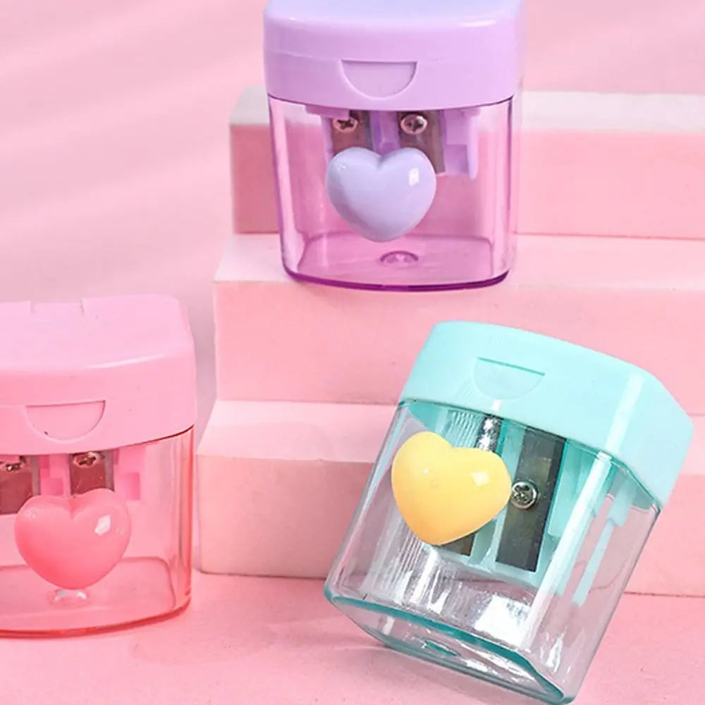Cartoon Pencil Sharpener Single/Double Hole Pencil Cutter Tool Student Stationery Simple School Office Supplies High Quality