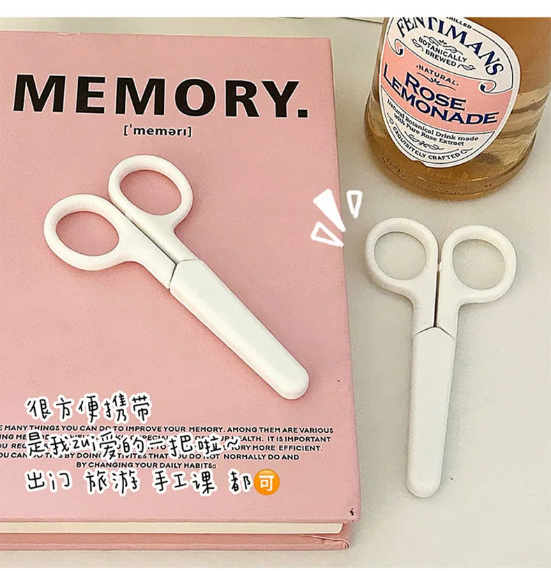Student cutting scissors Cute mini scissors children's handmade art stainless steel with lid small scissors #4216