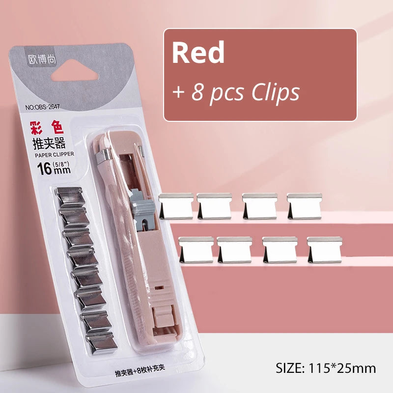 Traceless Reusable Hand Clamp Push Stapler, Paper Book File, Office, School Student Binder, Binding Tools, Supplies Accessories