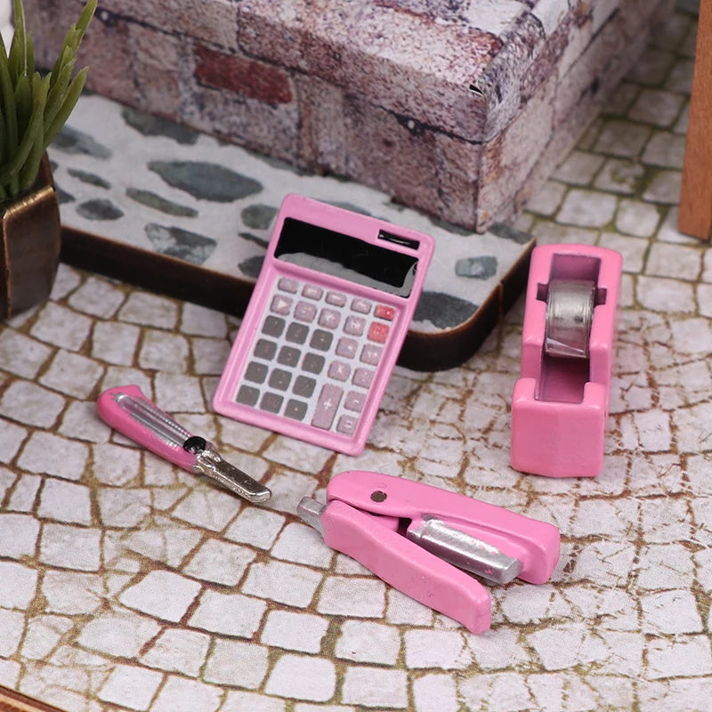 1 Set Dollhouse Mini Stationery Simulation Tape Cutter Utility Knife Pack School Supplies Model