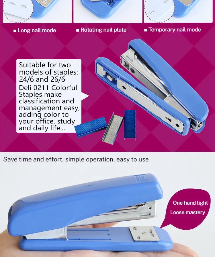 Deli Universal Medium-Sized Stapler Model 0306 Compatible with 24/6 12# Staples Can Staple up to 30 Sheets