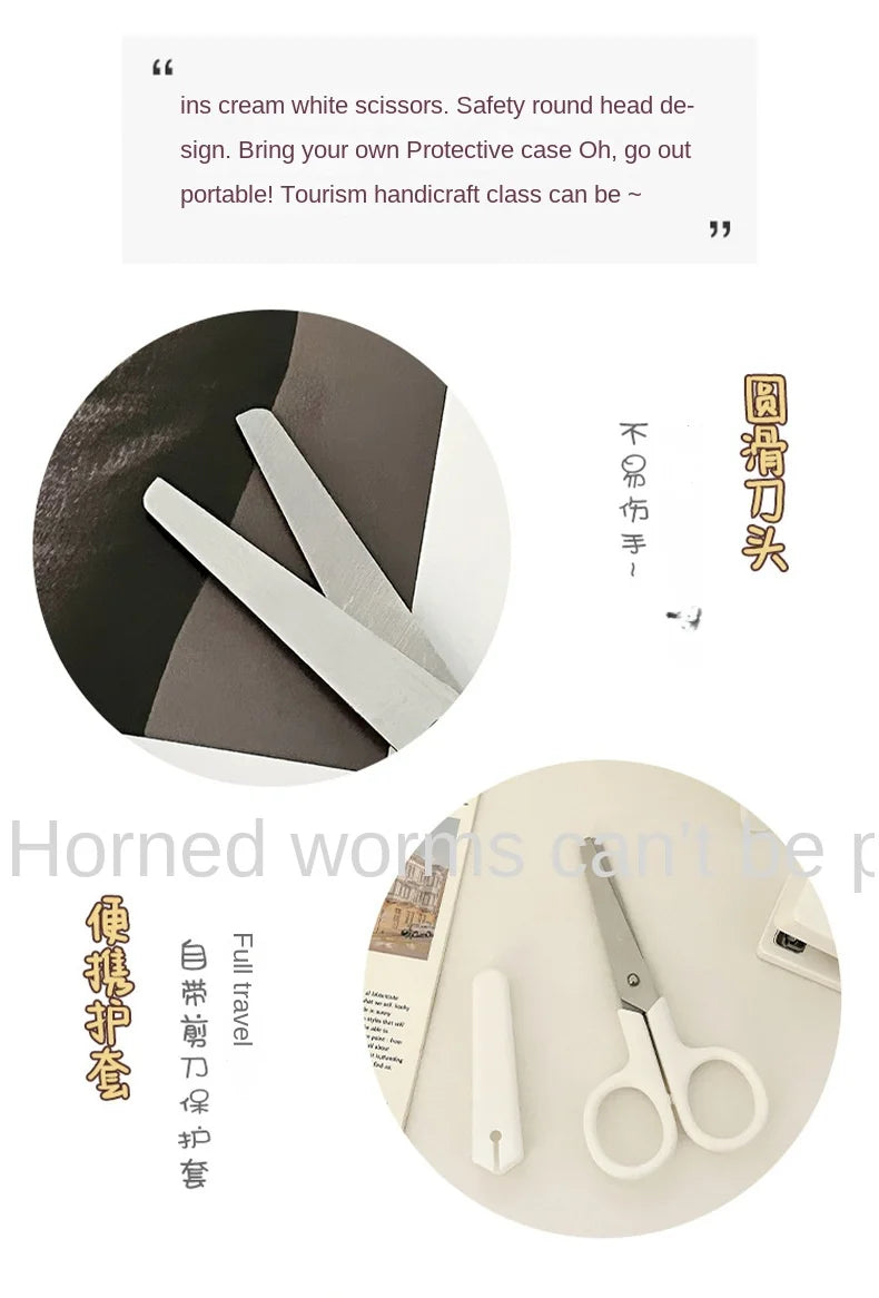 Student cutting scissors Cute mini scissors children's handmade art stainless steel with lid small scissors #4216