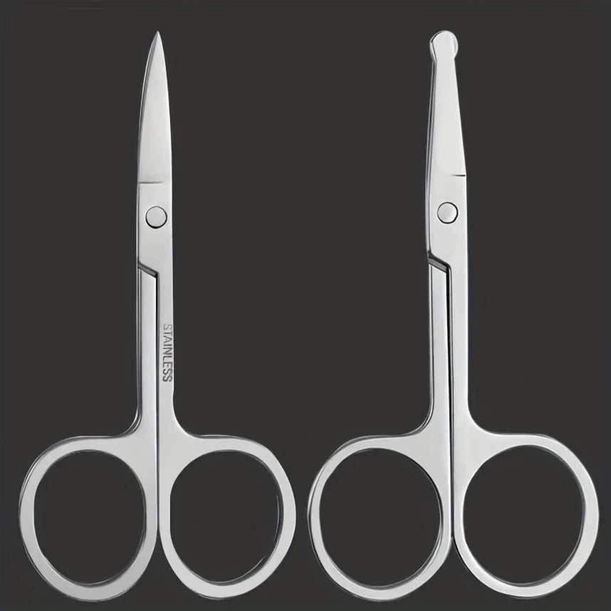 2 sets of small beauty scissors for facial hair -nose, beard, eyebrows, eyelashes-professional stainless steel trimming scissors