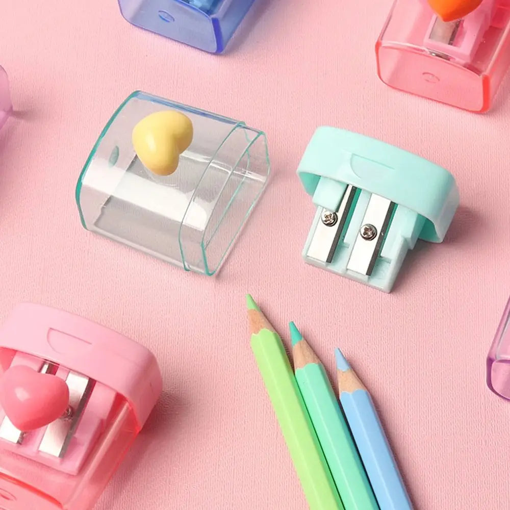 Cartoon Pencil Sharpener Single/Double Hole Pencil Cutter Tool Student Stationery Simple School Office Supplies High Quality
