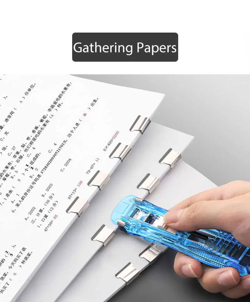Traceless Reusable Hand Clamp Push Stapler, Paper Book File, Office, School Student Binder, Binding Tools, Supplies Accessories