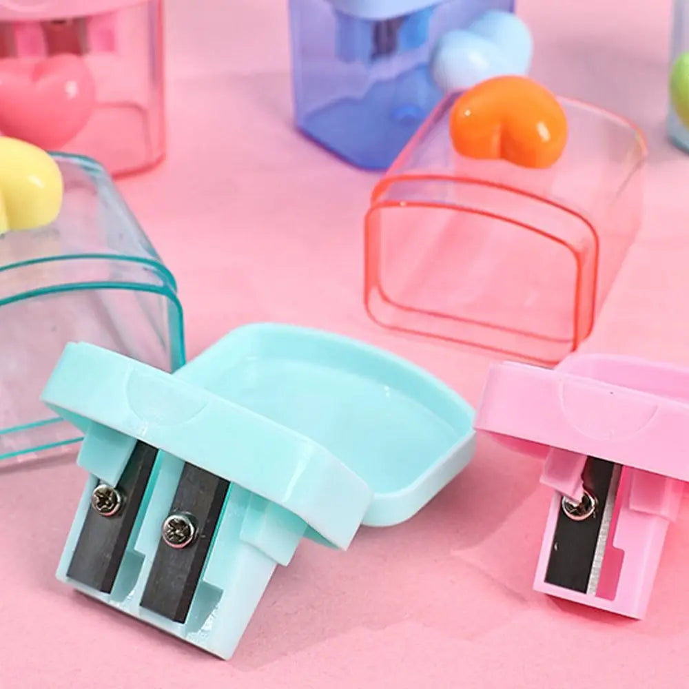 Cartoon Pencil Sharpener Single/Double Hole Pencil Cutter Tool Student Stationery Simple School Office Supplies High Quality